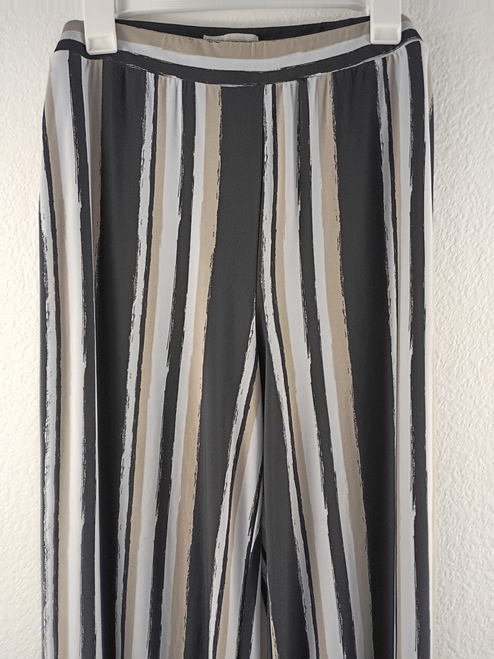 Cato Black, White & Taupe Striped Pull-On Palazzo Pants Women Size 14/16W